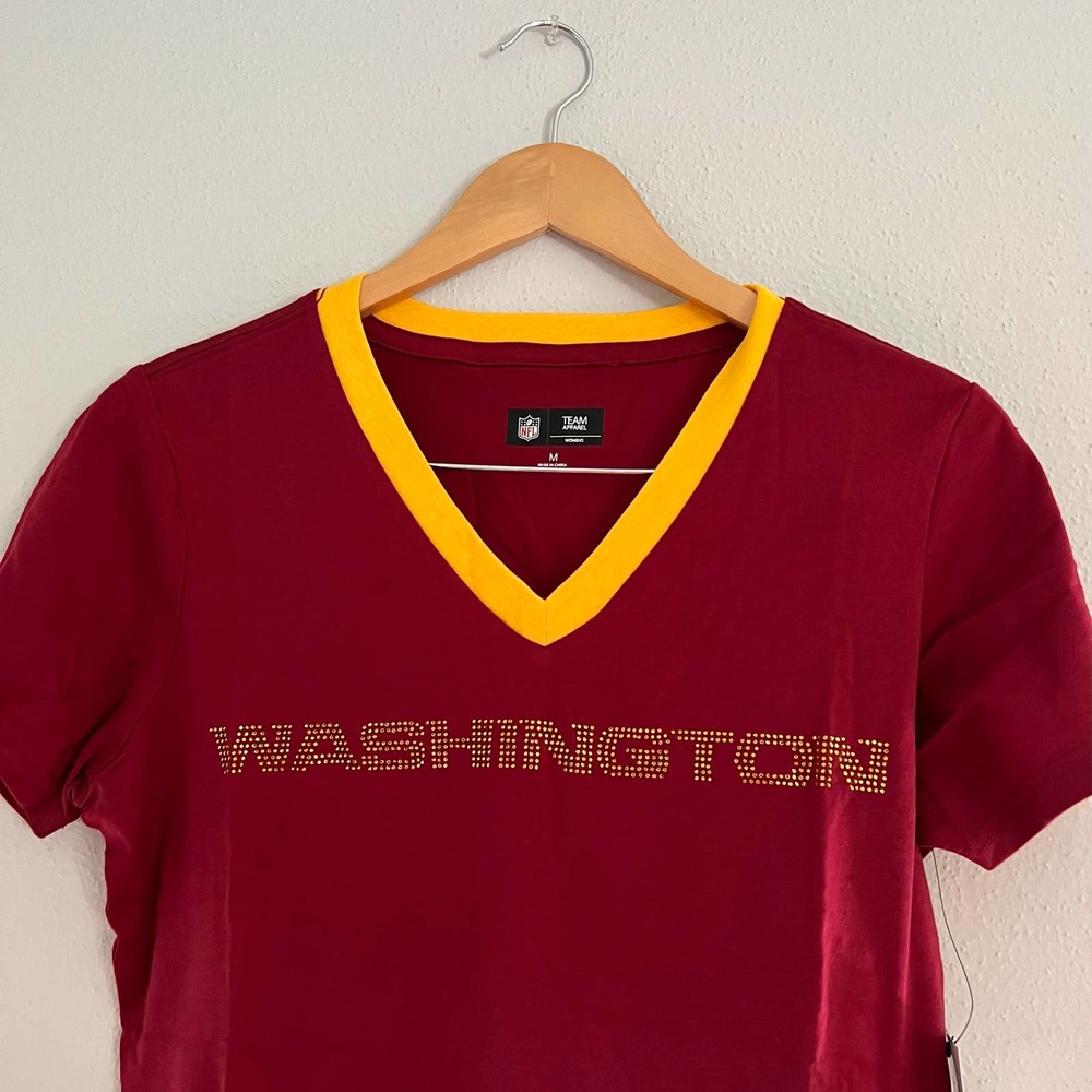 NFL Women's Washington Short Sleeve T-Shirt Play the Ball Bling Tee Redskins